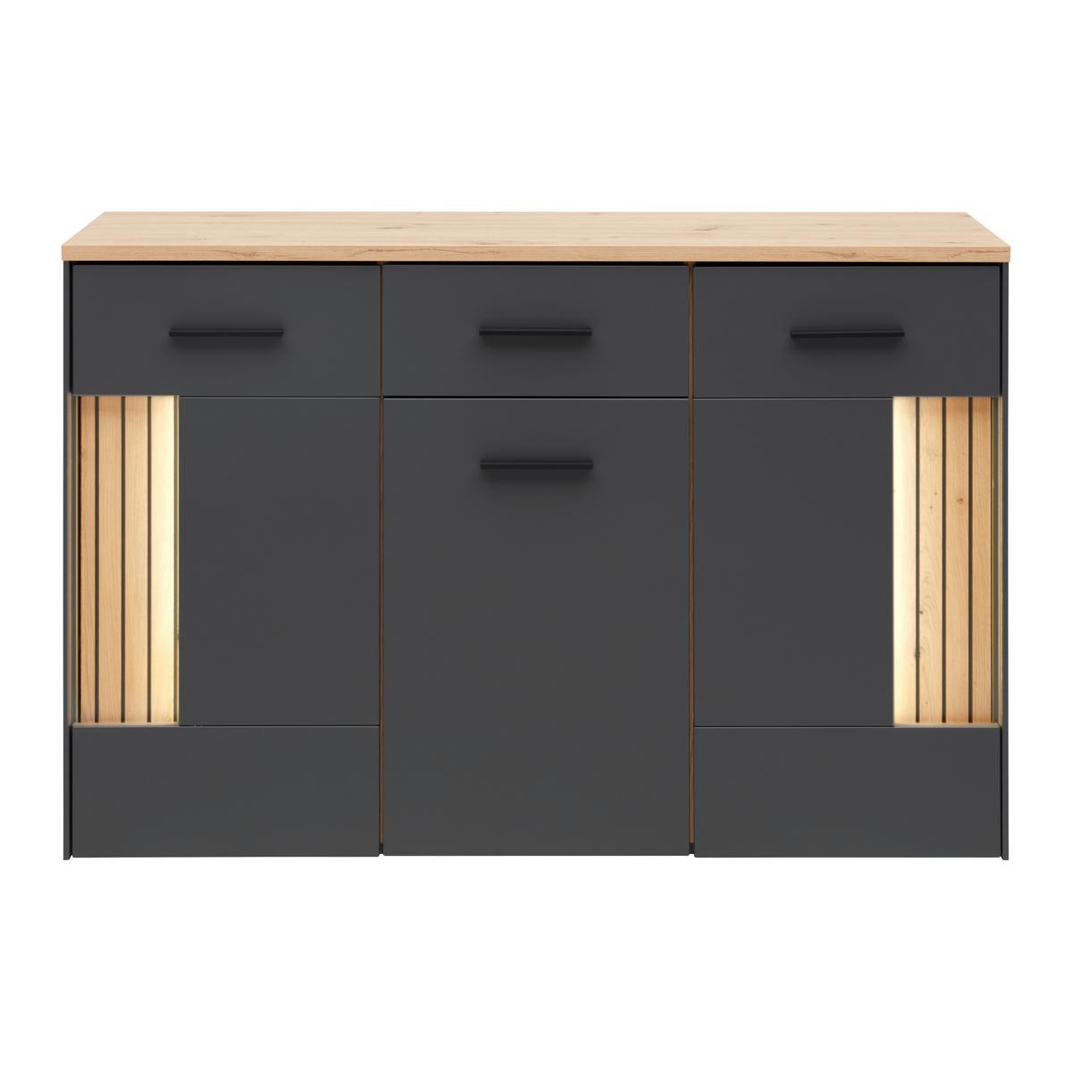 Tálalószekrény Alara - Modern, faalapú anyag/fém (128/87/40cm) - Mömax