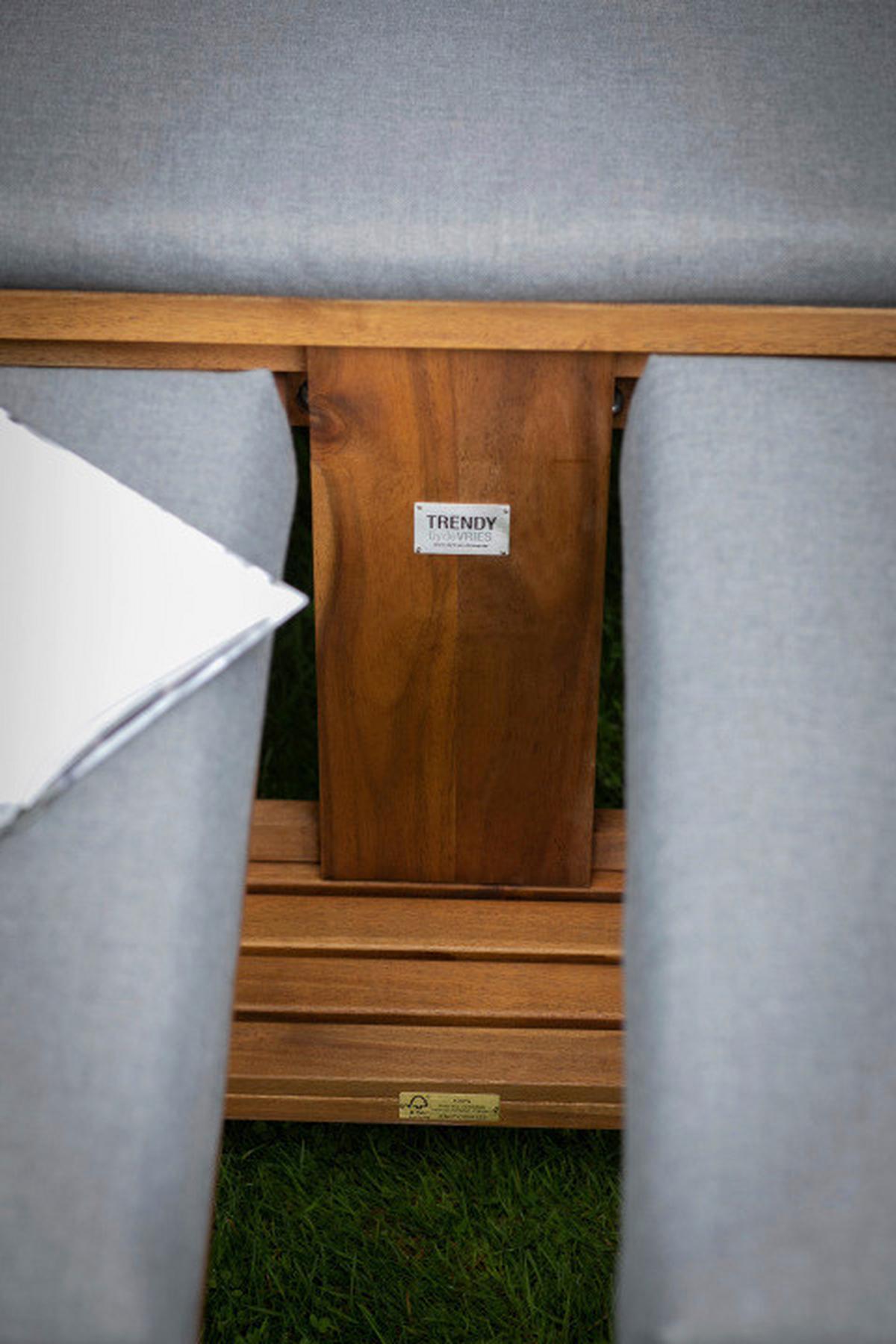 Strandkorb Trend ca. 120x155x80 cm Grau/Beige - Beige/Grau, Basics, Holz/Textil (120/155/80cm)