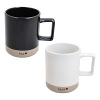 Set Šalica 2/1 Cindy, 400ml - bijela/crna, Lifestyle, keramika (20/10/10cm) - Tognana