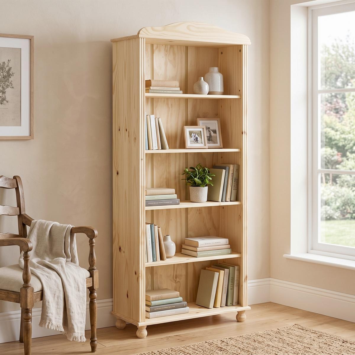Regal mit 4 Böden Naturfarben - Naturfarben, Natur, Holz (77/180/30cm) - Livetastic