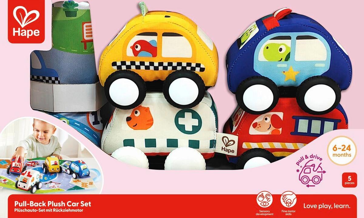 Plüss Játékautó Szett Hape - zsályazöld/kék, Basics, műanyag/textil (38/25/9,5cm) - Hape