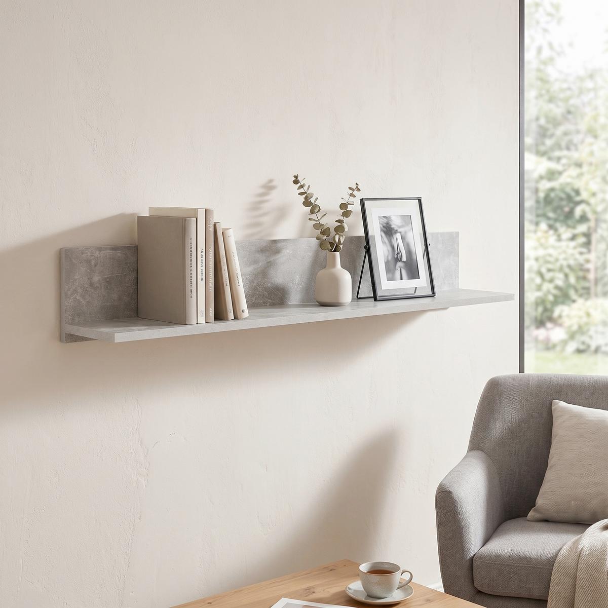 Poliță De Perete Malta - gri, Modern, material pe bază de lemn (128/18/20cm) - Modern Living