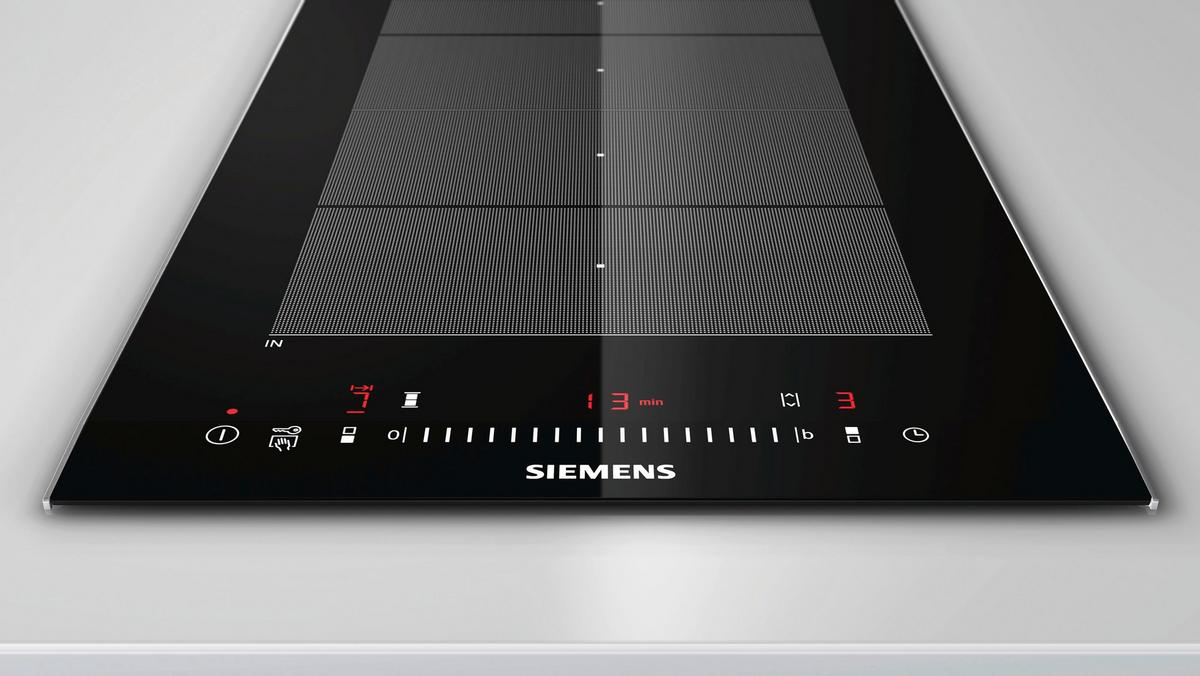 Induktionskochfeld EX375FXB1E Schwarz - Schwarz/Alufarben, MODERN, Glas/Metall (30,2/5,1/52cm) - Siemens