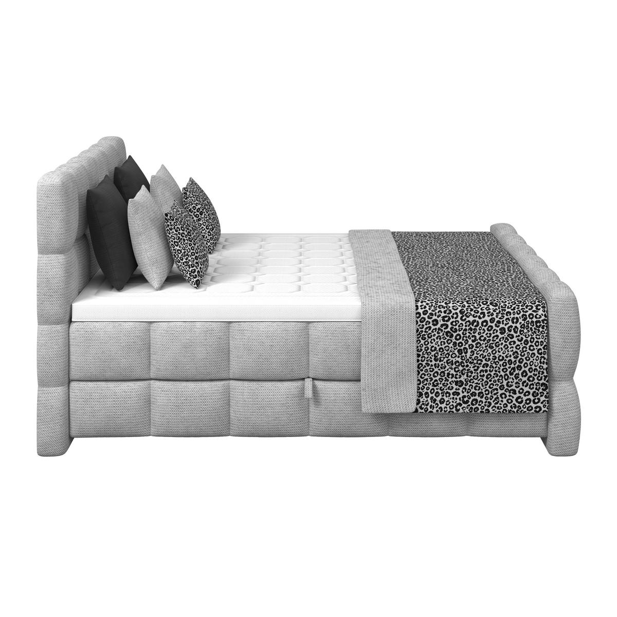 Postelja Boxspring Brisbane, Svetlo Siva, 180x200 - črna/svetlo siva, Trend, umetna masa/tekstil (180/200cm) - Premium Living