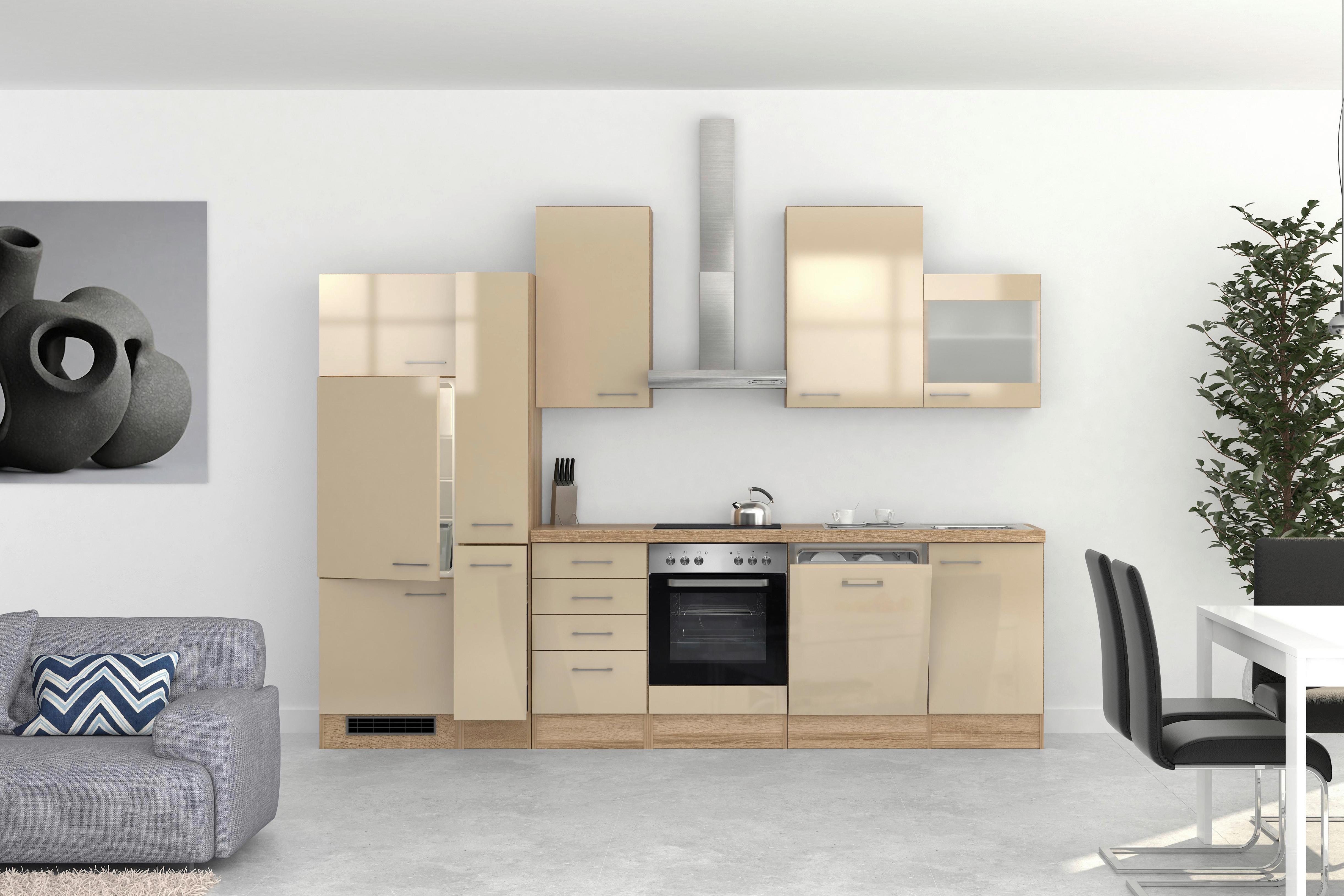 Kuhinjski Blok Z Aparati Nepal, Kašmir, Barva Hrasta - barve nerjavečega jekla/kašmir, Moderno, kovina/leseni material (310cm) - FlexWell