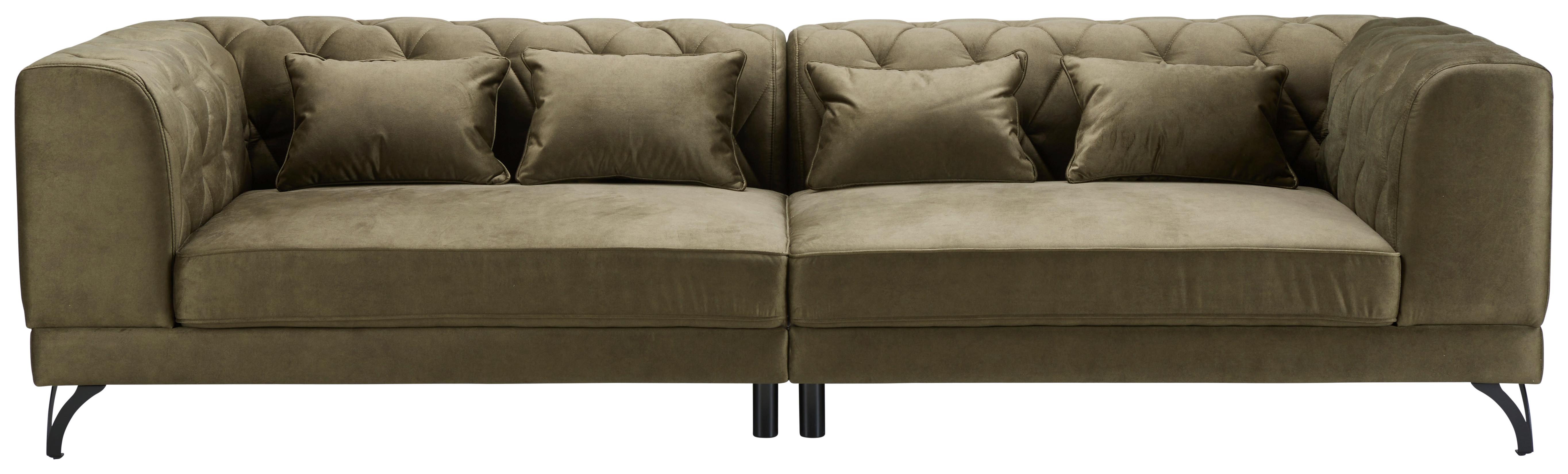 Sofa Totti - maslinasto zelena/crna, Modern, tekstil/metal (277/74/100cm) - Premium Living