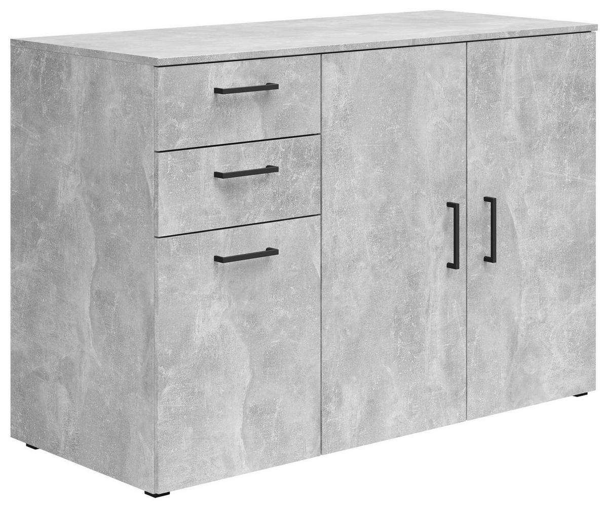 Kommode Multistauraum Betonoptik - Anthrazit/Schwarz, MODERN, Holzwerkstoff/Kunststoff (120/83/52cm) - Mömax