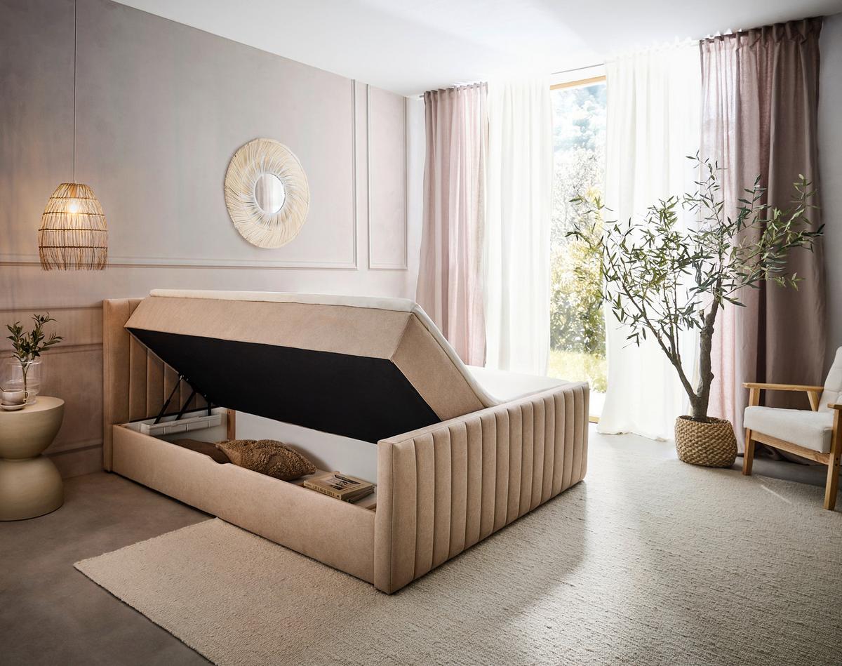 Box Ágy Sontje - bézs, Konventionell, textil (160/200cm) - Boxxx