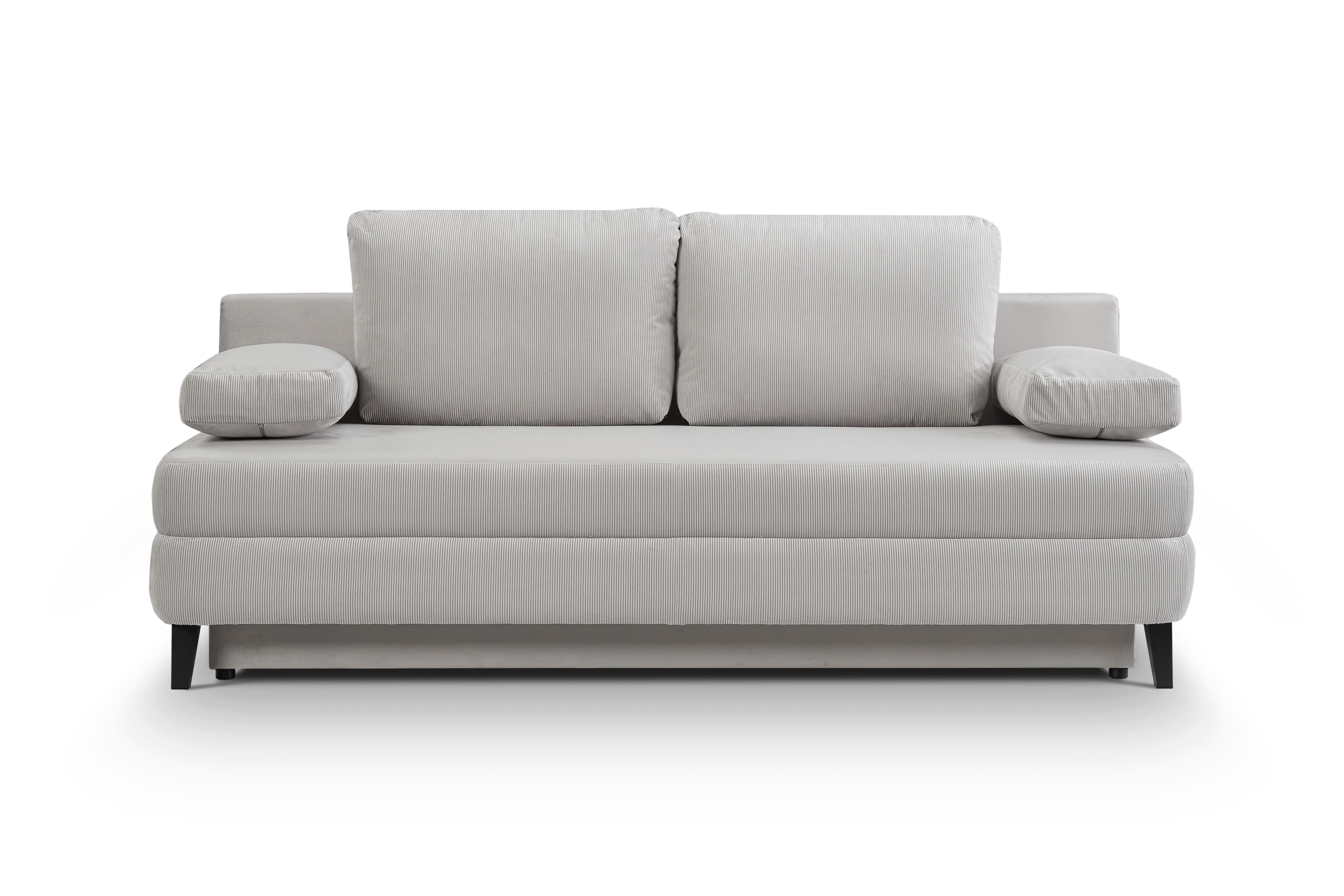 Schlafsofa Sorto Hellgrau - Hellgrau/Schwarz, Basics, Holz/Textil (200/91/100cm) - MID.YOU
