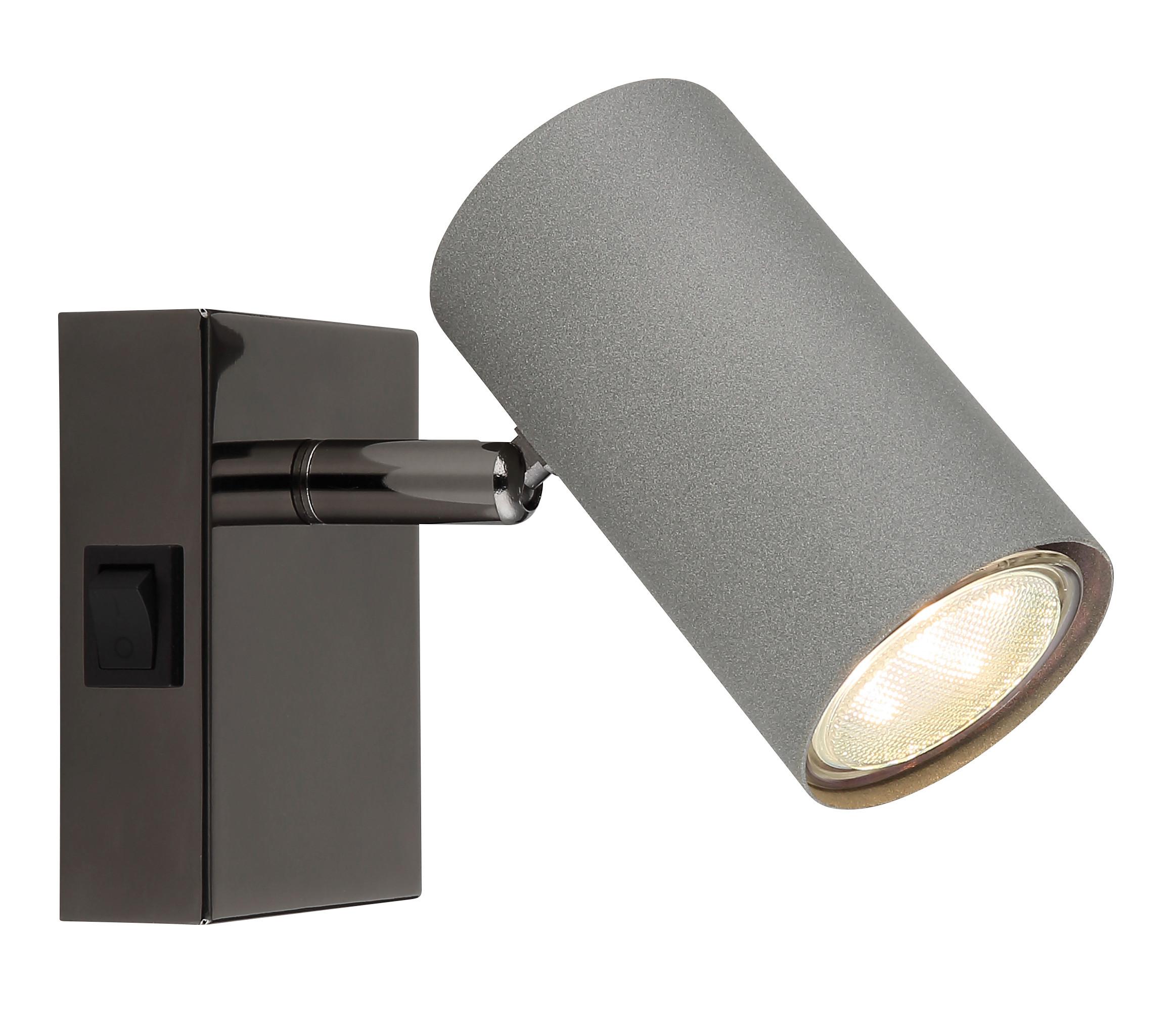 Strahler Robby Grau/Schwarzchrom max. 25 W - Schwarzchrom/Grau, Design, Metall (7/12/10cm) - Globo