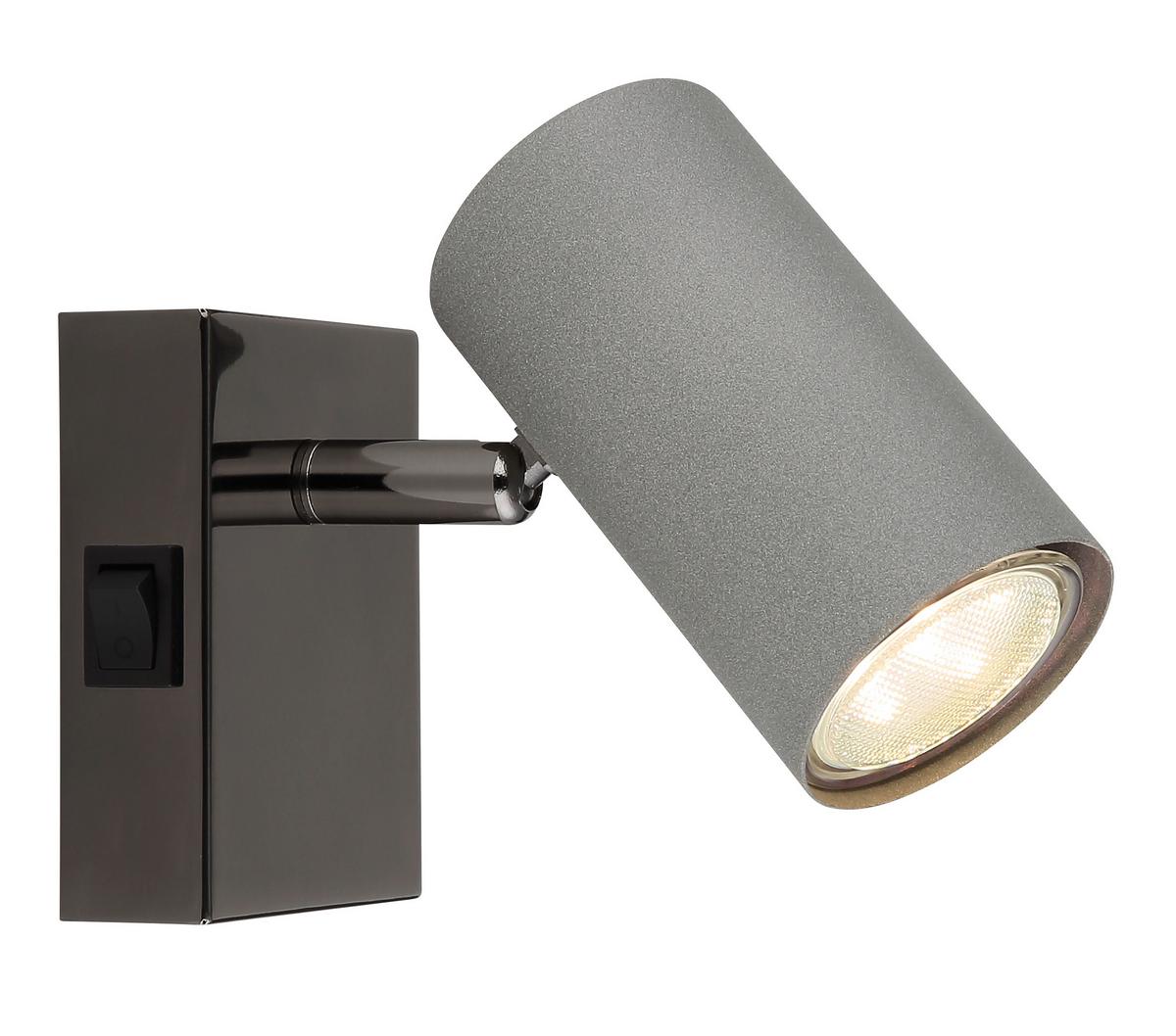 Strahler Robby Grau/Schwarzchrom max. 25 W - Schwarzchrom/Grau, Design, Metall (7/12/10cm) - Globo