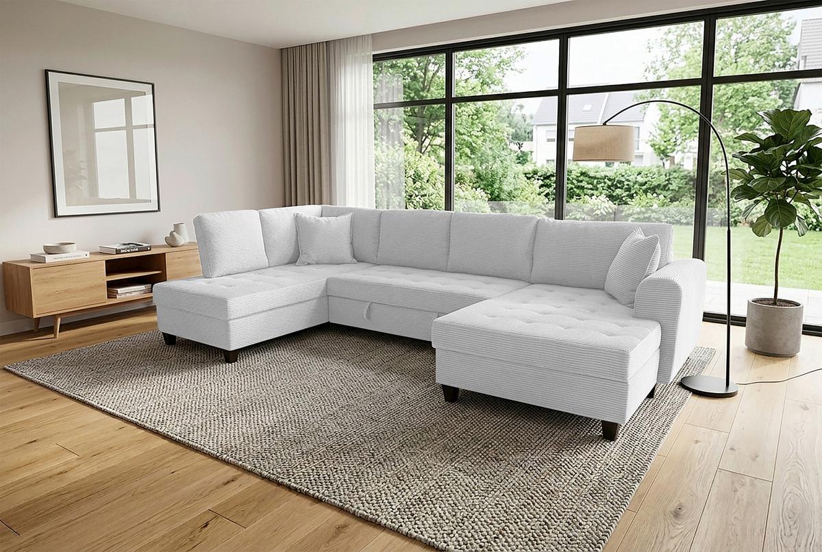 Kutna Garnitura Moritz - srebrne boje, Trend, tekstil (178/324/155cm) - Modern Living