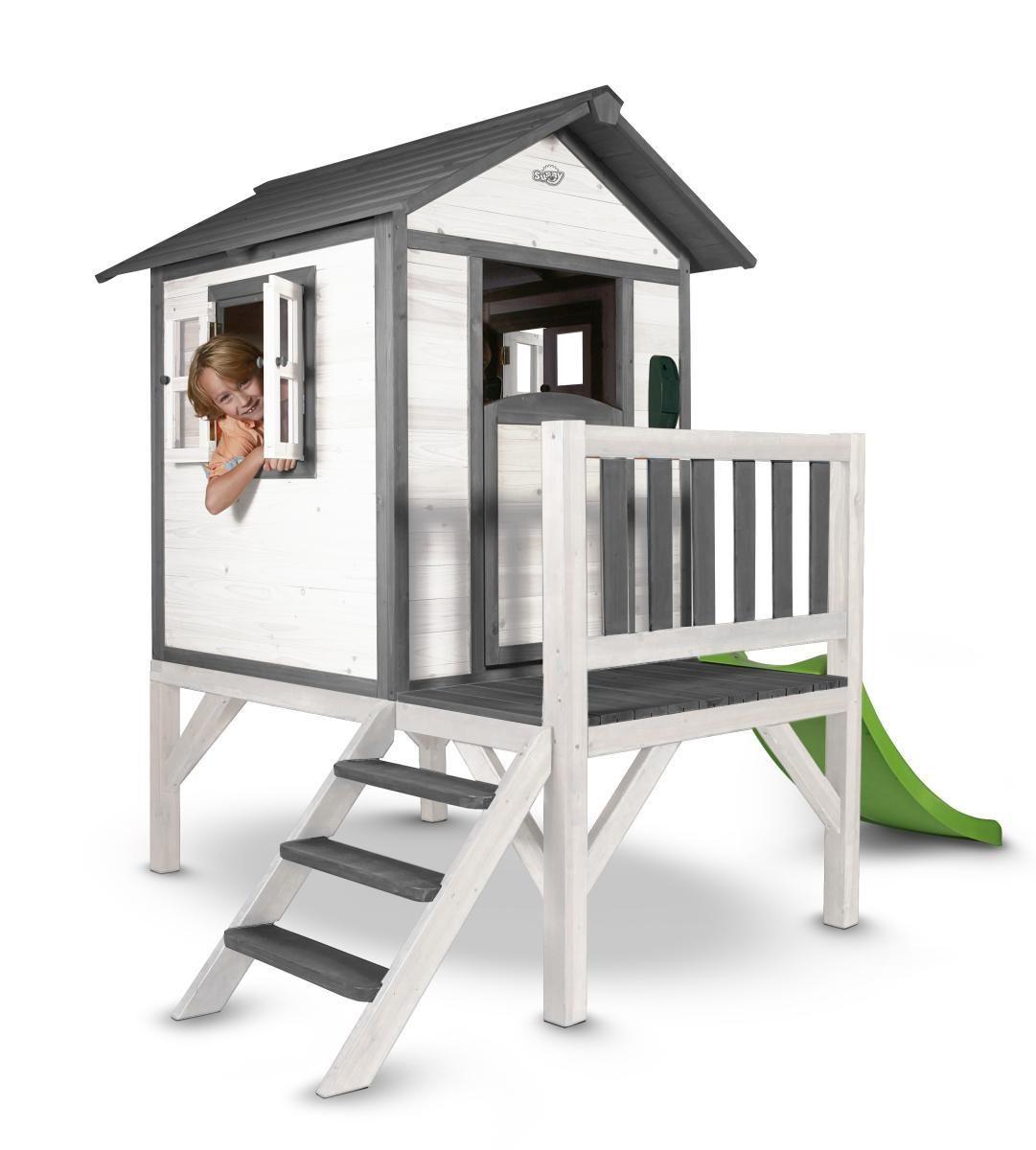 Spielhaus Lodge XL in Weiß/Grau - Weiß/Grau, Basics, Holz (261/189/168cm) - Ambia Garden