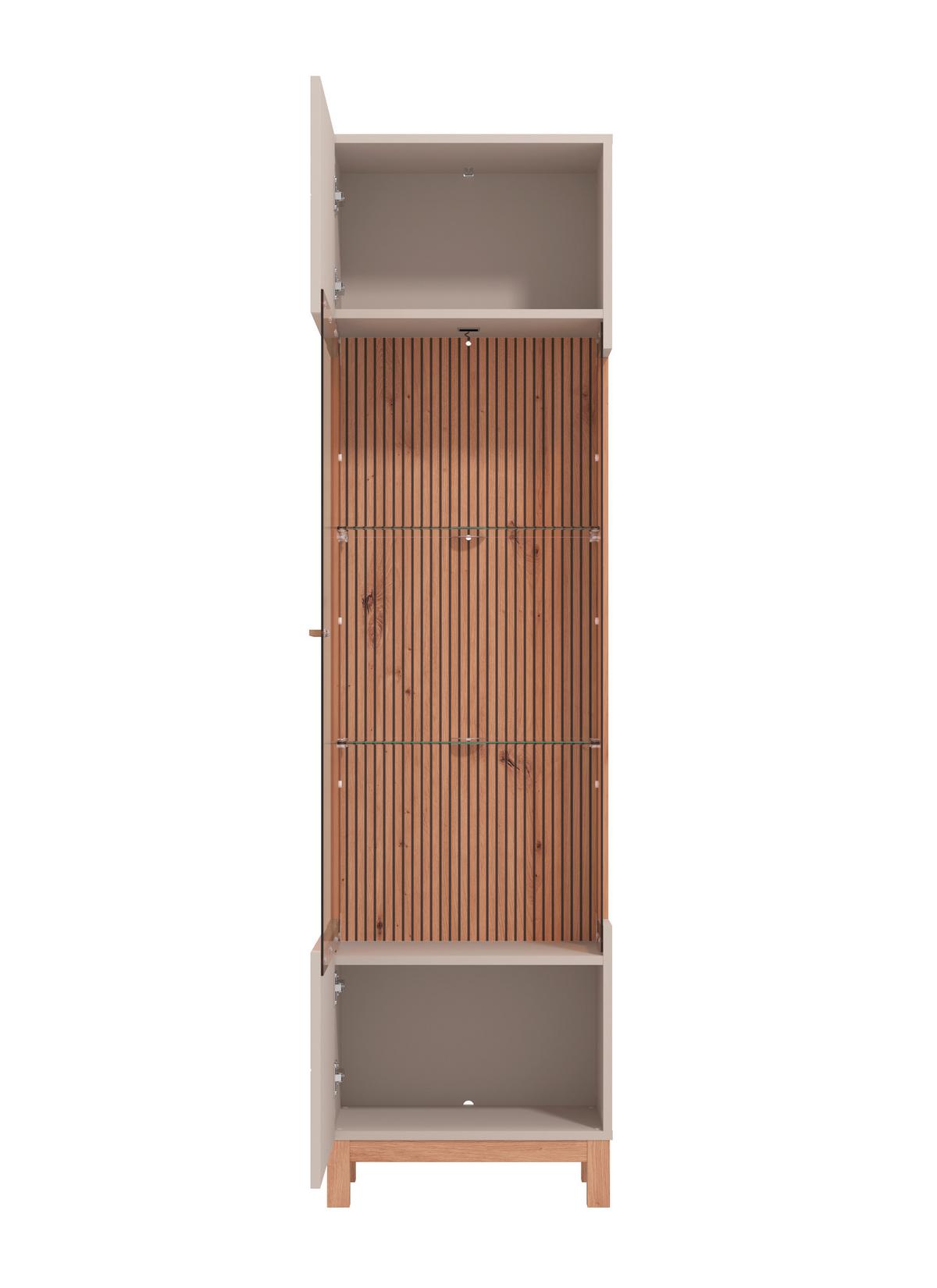 Vitrine Essex Ksm Kaschmir/Eiche Artisan - Kaschmir/Eiche Artisan, MODERN, Glas/Holzwerkstoff (51/191/35cm) - P & B