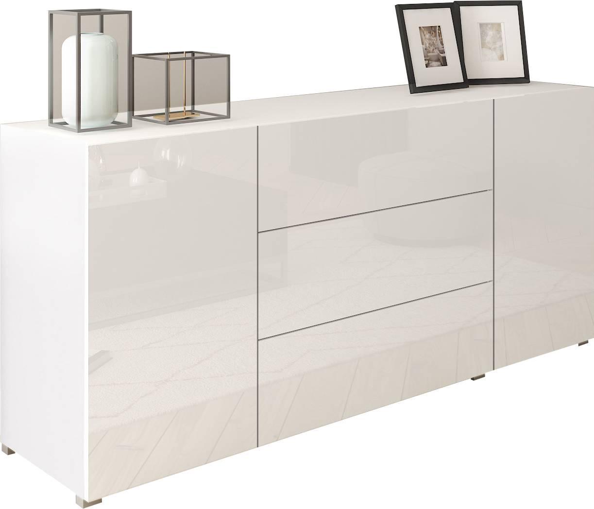 Komoda Berlin, Bela - siva/bela, Design, umetna masa/leseni material (150/68/38,5cm) - MID.YOU