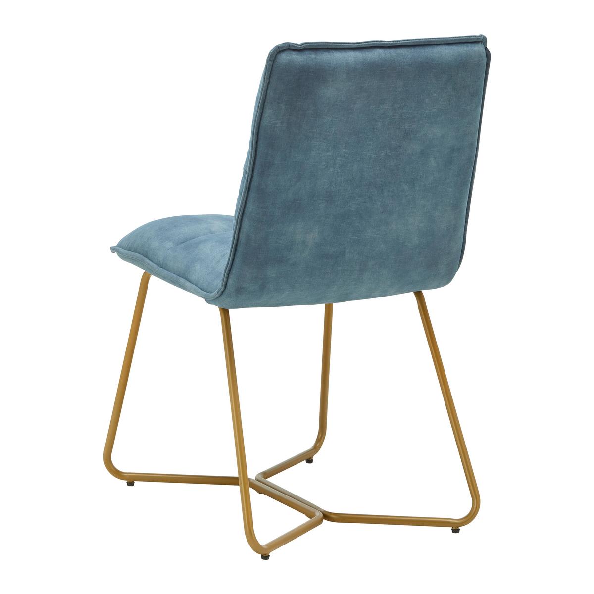 KRZESŁO FONIA - niebieski/kolor złoty, Modern, metal/drewno (49/85,5/57,5cm) - Bessagi Home