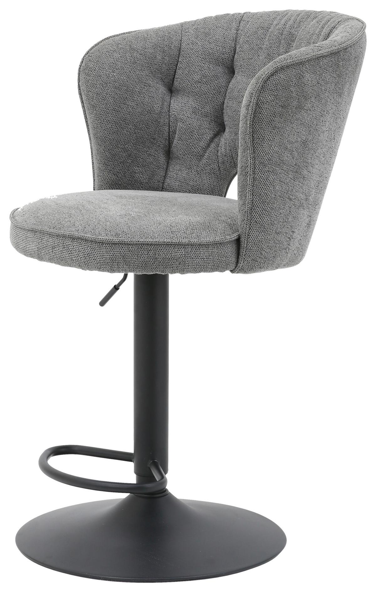 Barhocker Mina Grau - Schwarz/Grau, Modern, Textil/Metall (56/92-114/53cm) - Mömax