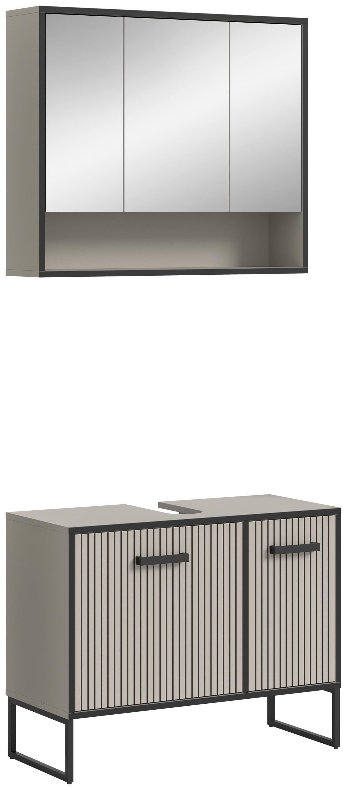 Badezimmer BAGNO 2-teilig ca.80cm Kaschmir - Kaschmir/Schwarz, MODERN, Holzwerkstoff/Metall (80cm) - MID.YOU