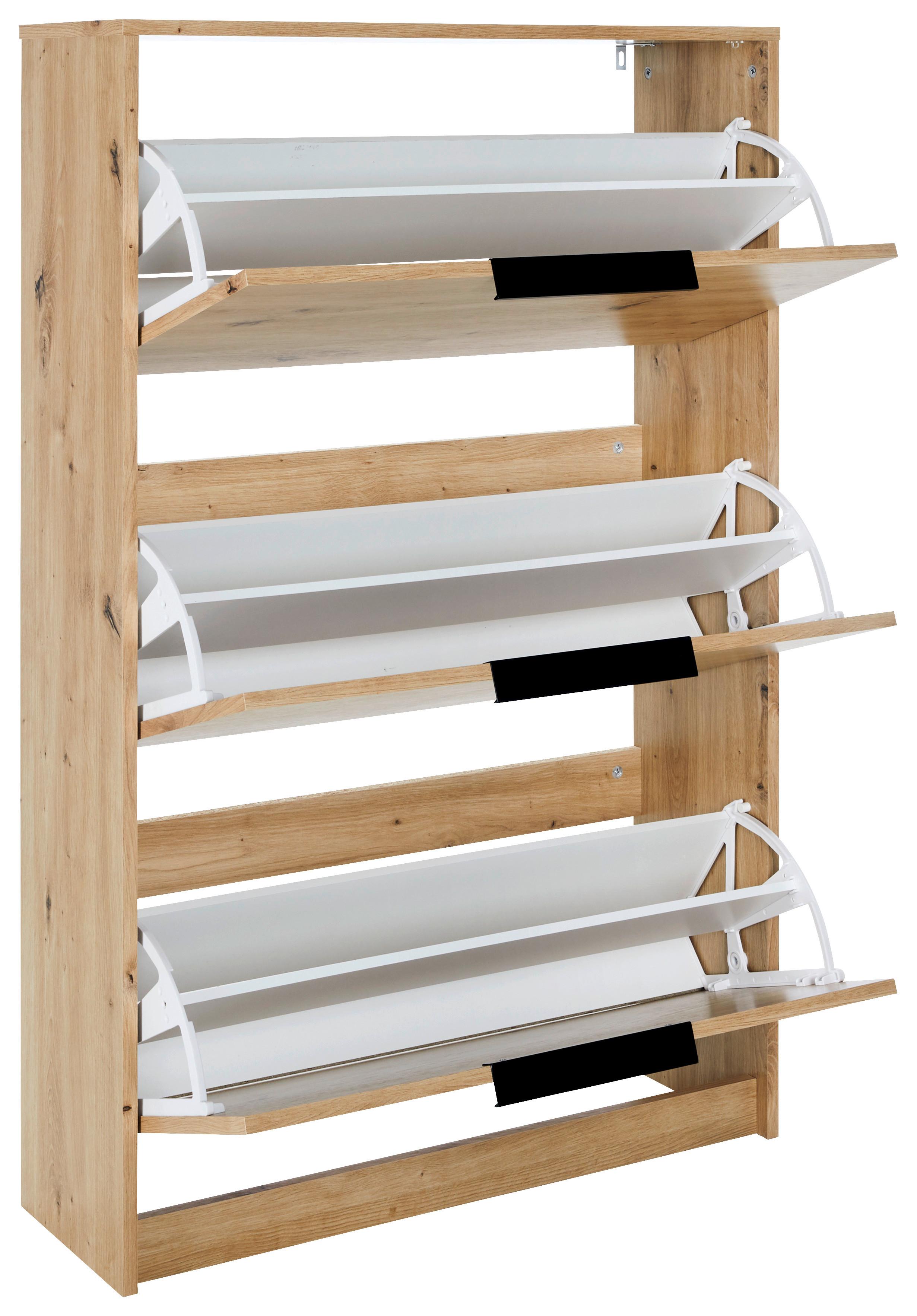 MEUBLE À CHAUSSURES ABATTANT BELA -EXKLUSIV- - couleur chêne, MODERN, matériau en bois (79/124/25cm) - Mömax