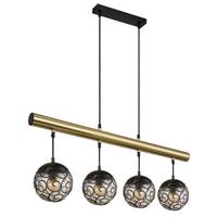 LAMPA WISZĄCA 15659-4H - czarny/kolor złoty, Konventionell, tworzywo sztuczne/metal (90/15/120cm) - Globo