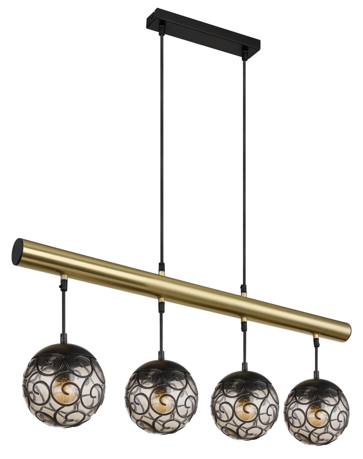 LAMPA WISZĄCA 15659-4H - czarny/kolor złoty, Konventionell, tworzywo sztuczne/metal (90/15/120cm) - Globo