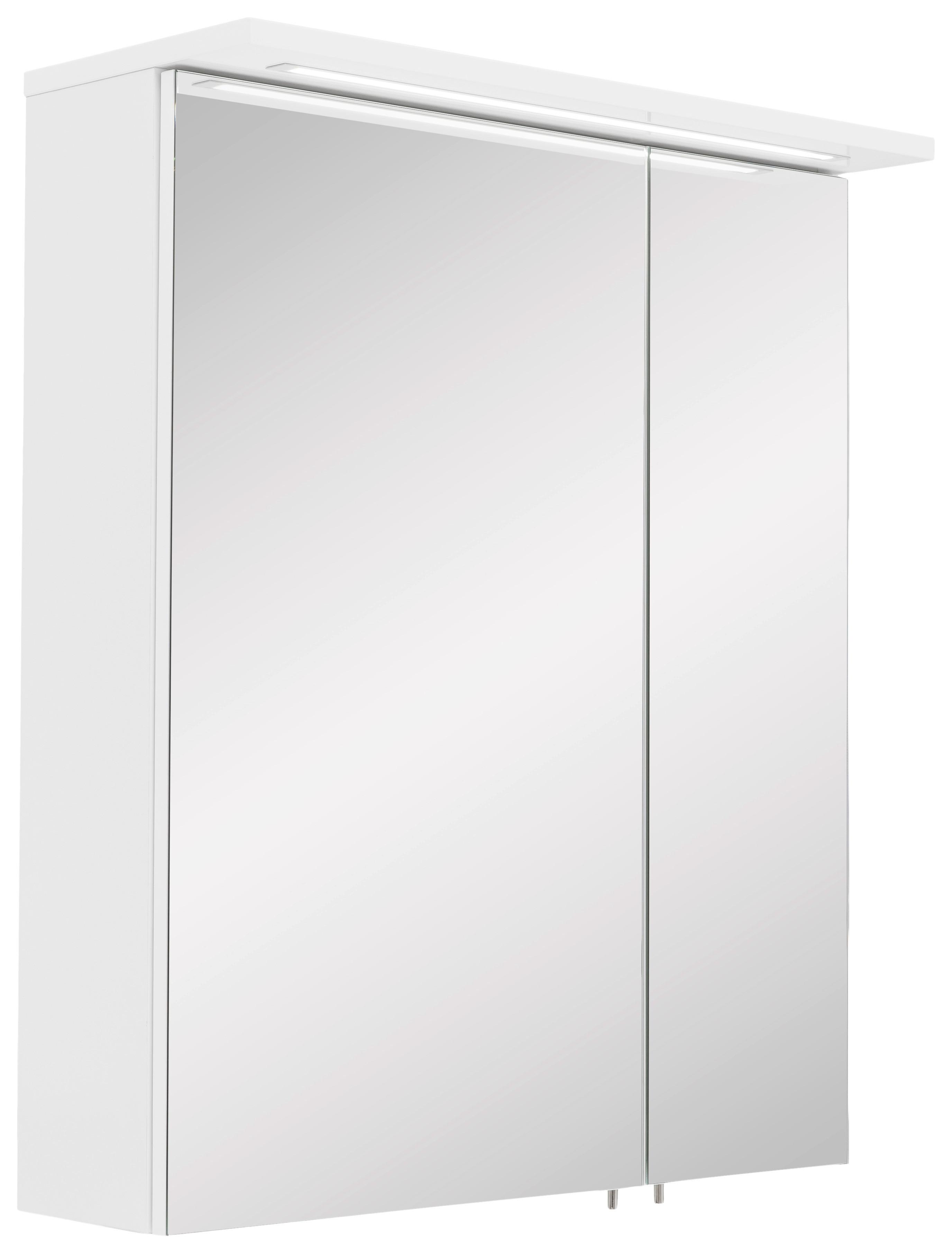 Spiegelschrank Profil 16 Weiß 2-türig - Edelstahlfarben/Weiß, MODERN, Glas/Holzwerkstoff (60,4/72,3/23,7cm) - MID.YOU