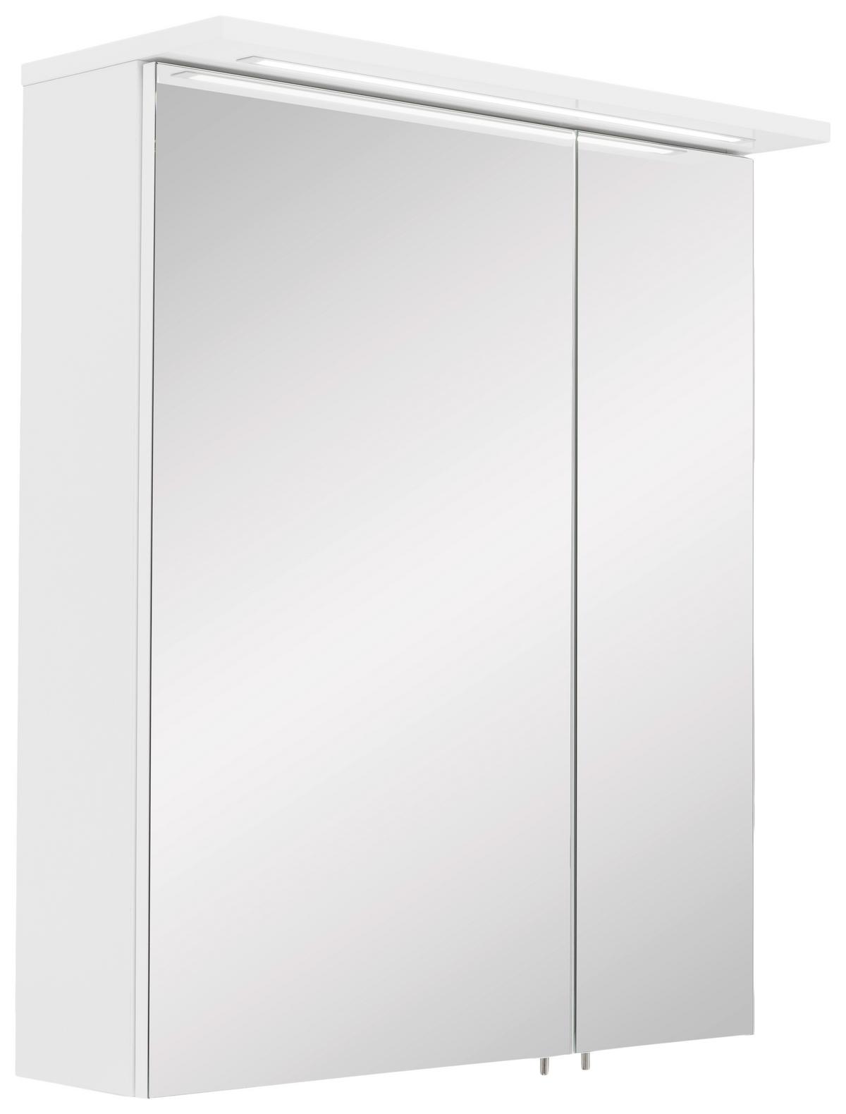 Spiegelschrank Profil 16 Weiß 2-türig - Edelstahlfarben/Weiß, MODERN, Glas/Holzwerkstoff (60,4/72,3/23,7cm) - MID.YOU