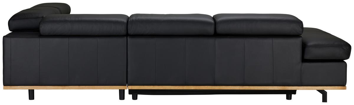 Wohnlandschaft Carmen rechts Schwarz - Anthrazit/Beige, MODERN, Leder/Holz (292/72/226cm) - Premium Living