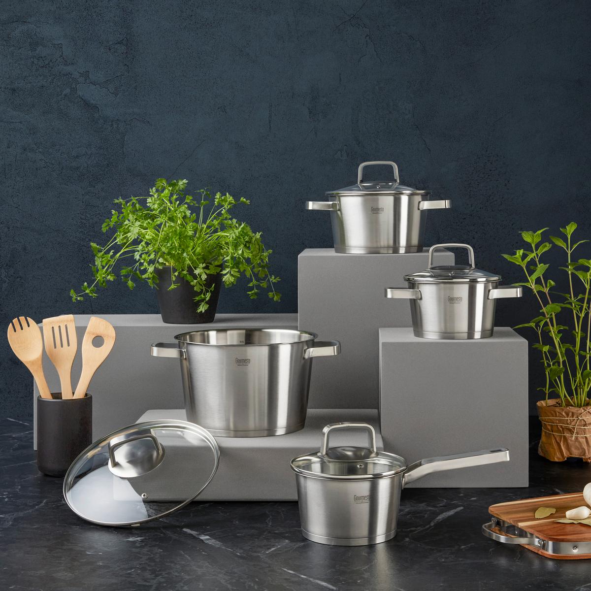 Kochtopf Silverline Ø ca. 16cm - Klar/Edelstahlfarben, KONVENTIONELL, Glas/Metall (16/9,5cm) - Gourmesto