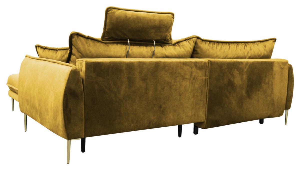 NAROŻNIK WHISPER - kolor złoty/musztardowy, Design, metal/tkanina (264/196cm) - P & B