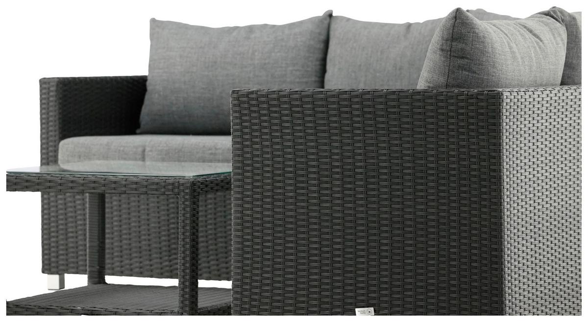 LOUNGEGARNITUR VAMOS - Schwarz/Grau, KONVENTIONELL, Glas/Kunststoff - Gardenson