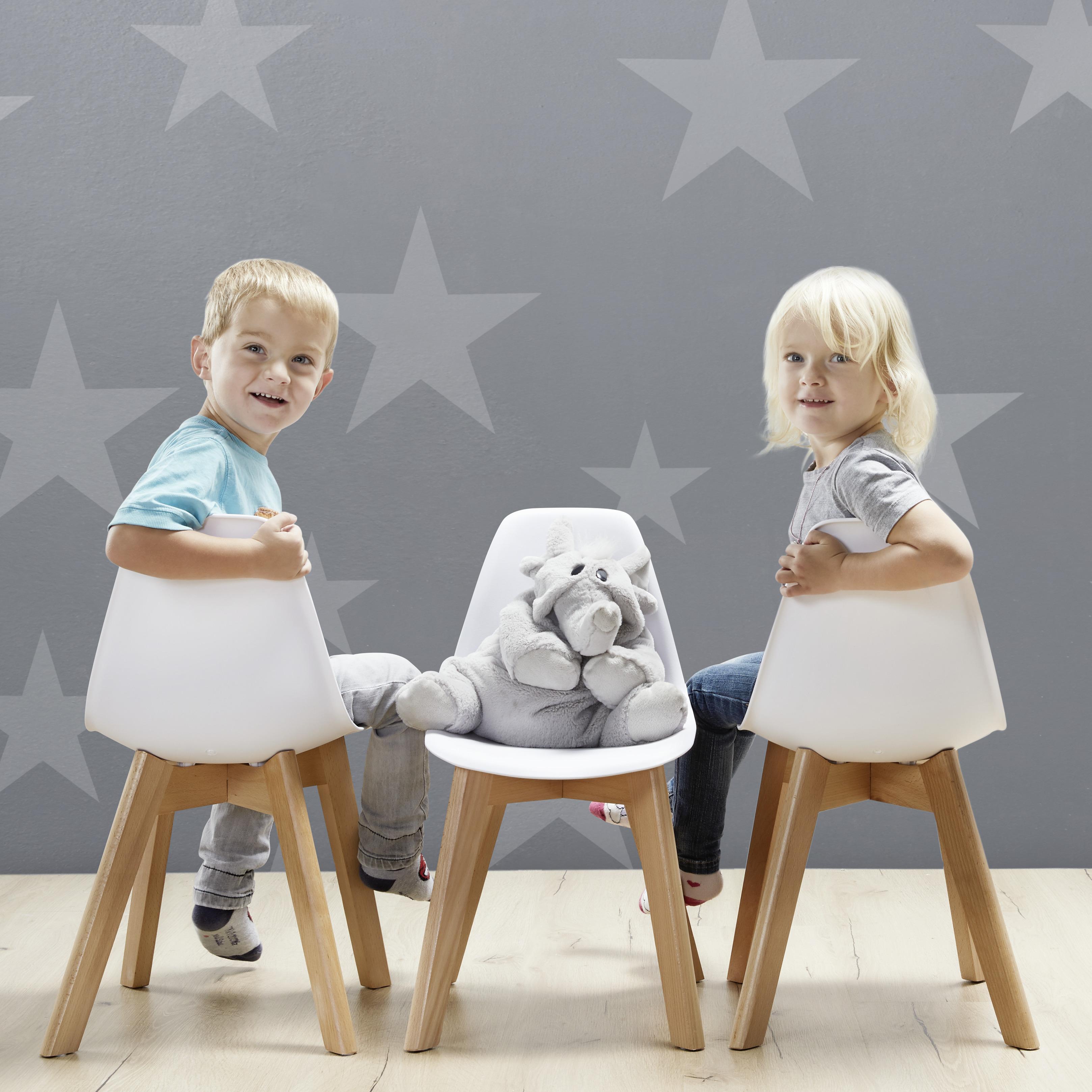 Kinderstuhl Holz, weiß, "Tibby" , Buche, massiv - Weiß, MODERN, Holz/Kunststoff (30/56,5/32,5cm) - Bessagi Kids