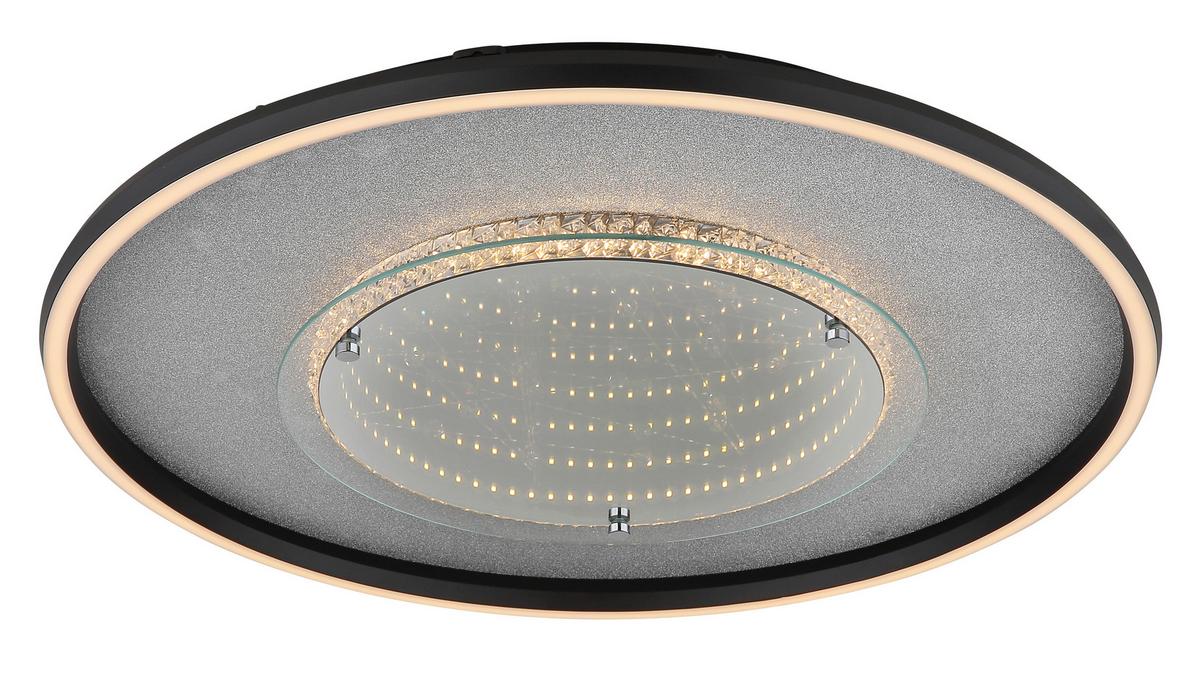 LED Mennyezeti Lámpa 68288d3 Mirrora - fekete/ezüstszínű, Design, műanyag/üveg (51,5/6,8cm) - Globo