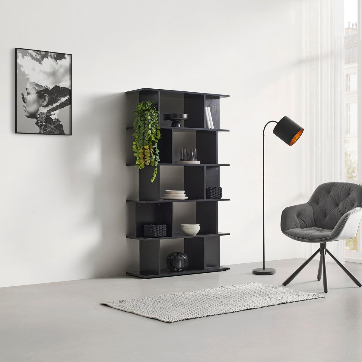 Regal Pizzo Schwarz - Schwarz, Modern, Holzwerkstoff (100/177/35cm) - Mömax
