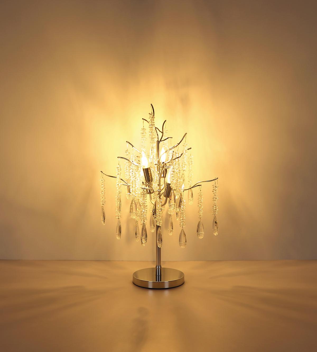 Stolna Svjetiljka Kinga - srebrne boje/prozirno, Konvencionalno, staklo/metal (41/67cm) - Globo