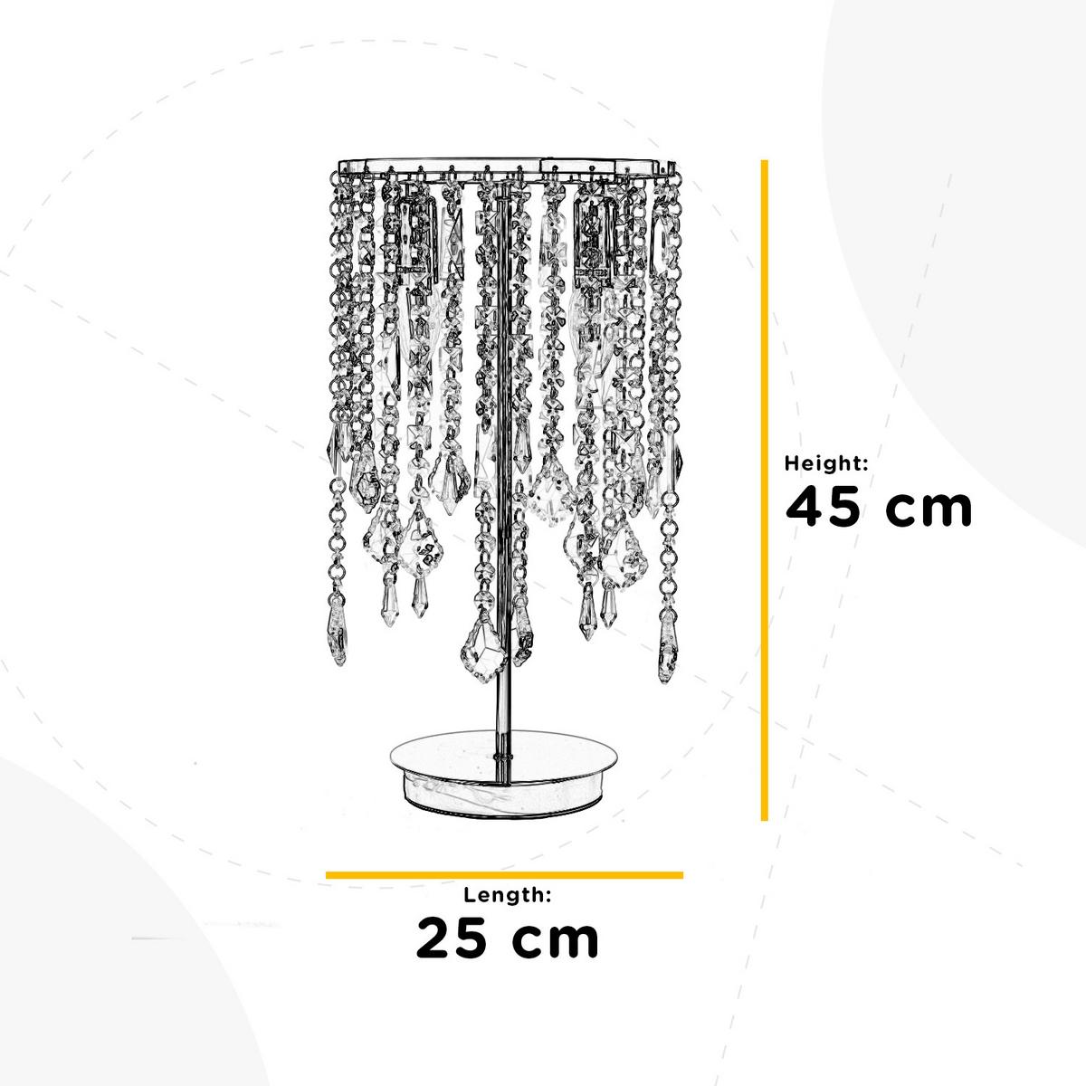 Kristály Asztali Lámpa 4762/l - krómszínű, Konventionell, üveg/fém (25/45cm)