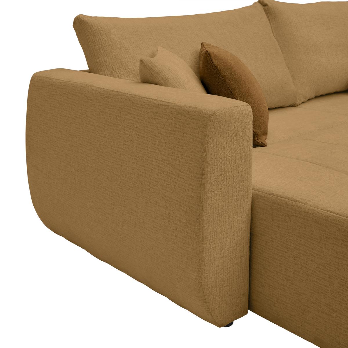 Schlafsofa Bologna Senfgelb - Beige/Senfgelb, Holz/Textil (245/74-90/104cm) - Mömax