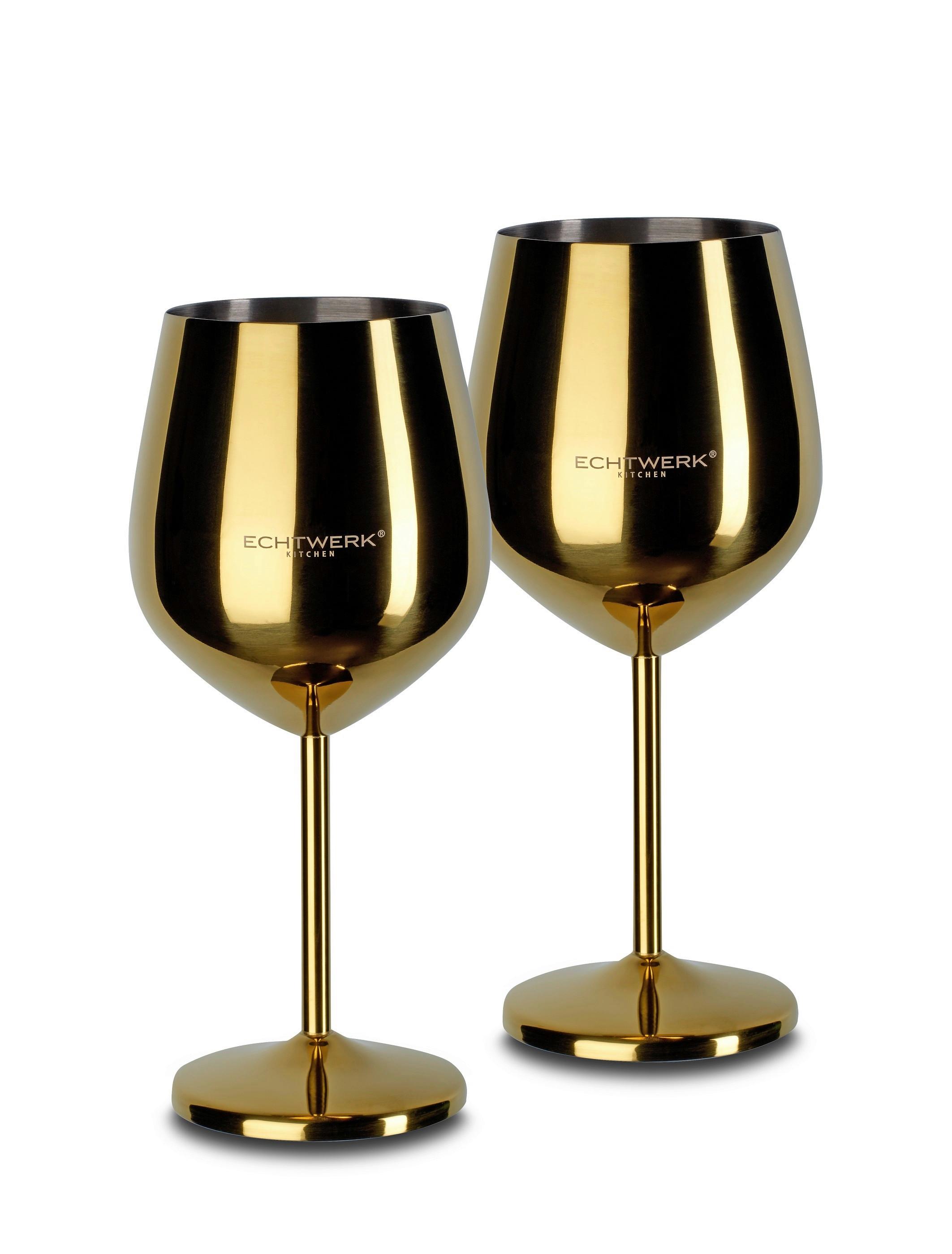 Weinglas Weingläser Set Goldfarben ca. 500ml 2 Stk. - Goldfarben, Basics, Metall (9,3/4,5/21cm) - Echtwerk