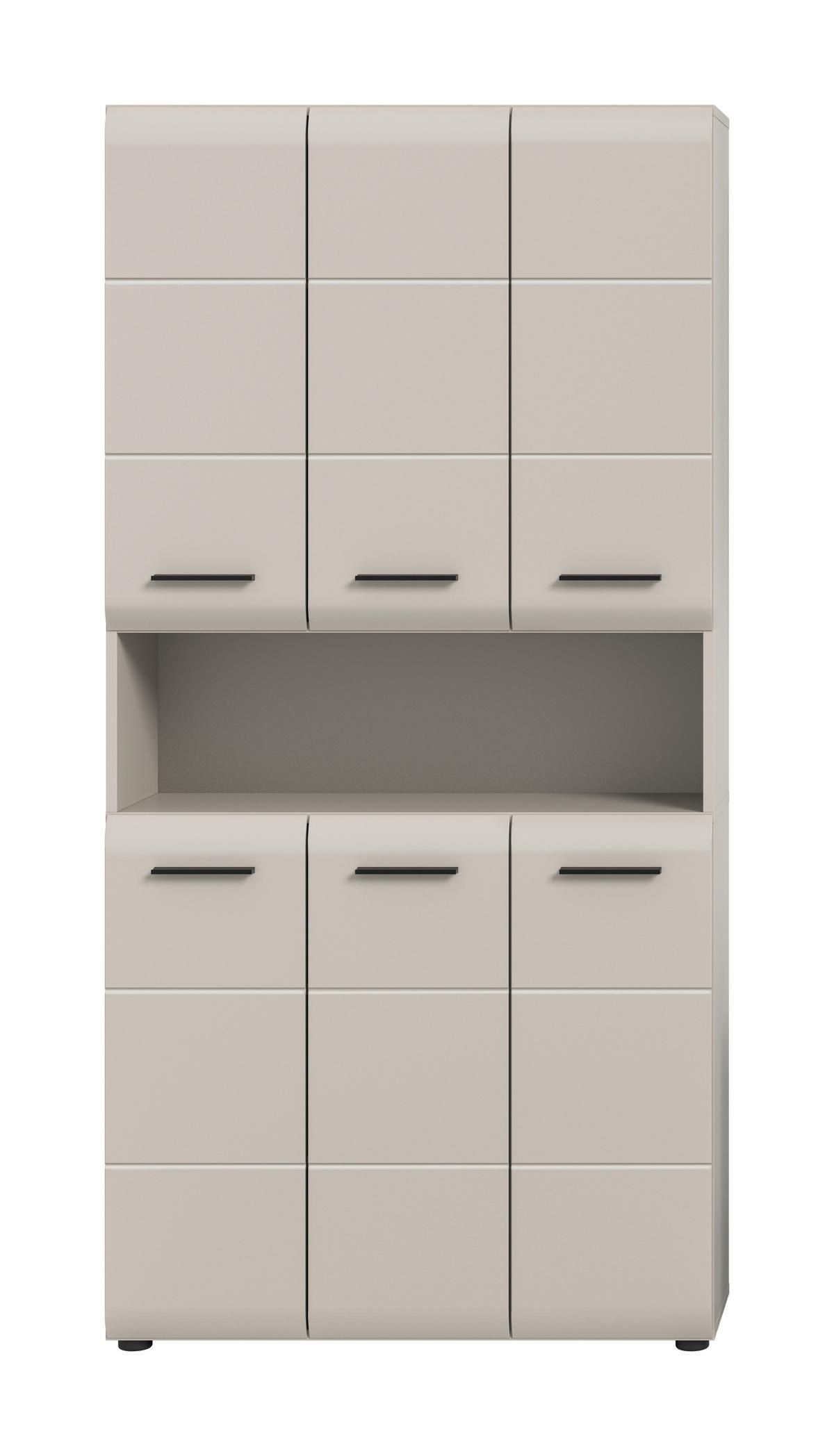 Hochschrank Ice Kaschmir - Kaschmir/Schwarz, Trend, Holzwerkstoff/Kunststoff (90/185/30cm) - MID.YOU