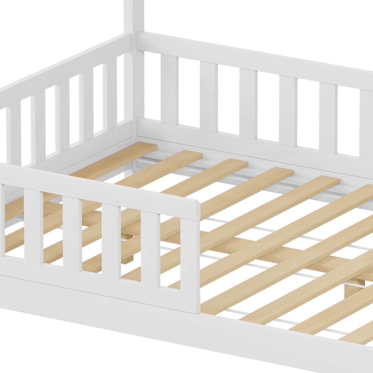 Bodenbett Kids - Weiss/Naturfarben, Konventionell, Holz (120/200cm) - Mömax