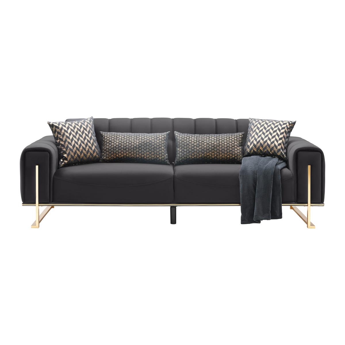 3-Sitzer-Sofa Aile in Schwarz/Goldfarben - Goldfarben/Schwarz, LIFESTYLE, Textil (244/80/90cm) - Based