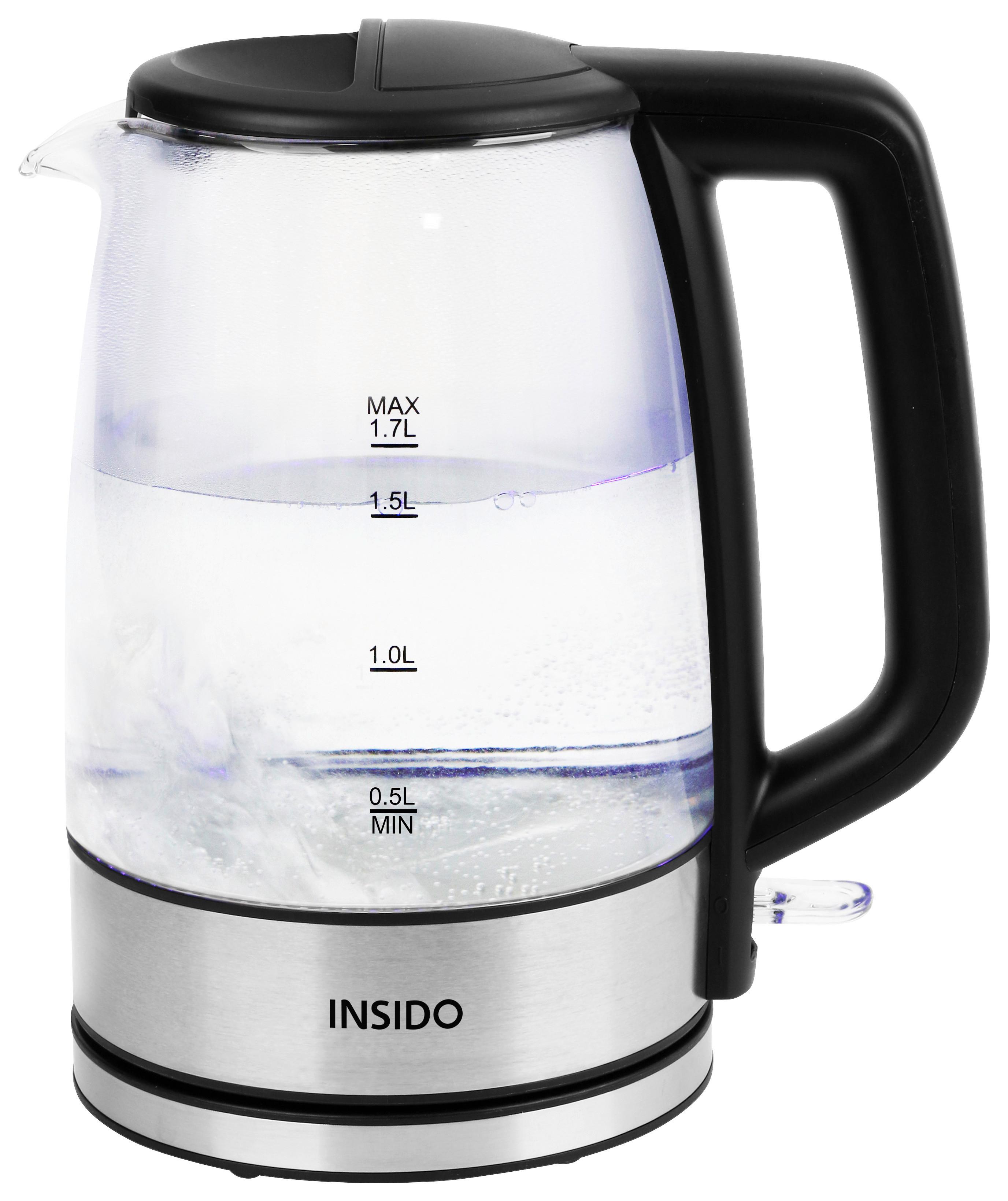 Wasserkocher Carolin in Schwarz ca. 1,7l - Schwarz, Glas/Kunststoff (21,5/15/24cm) - Insido