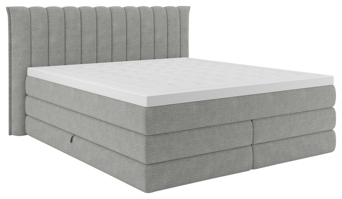 Boxspringbett Lina Grau ca. 200x200cm - Grau, KONVENTIONELL, Holz/Holzwerkstoff (200/200cm) - Premium Living