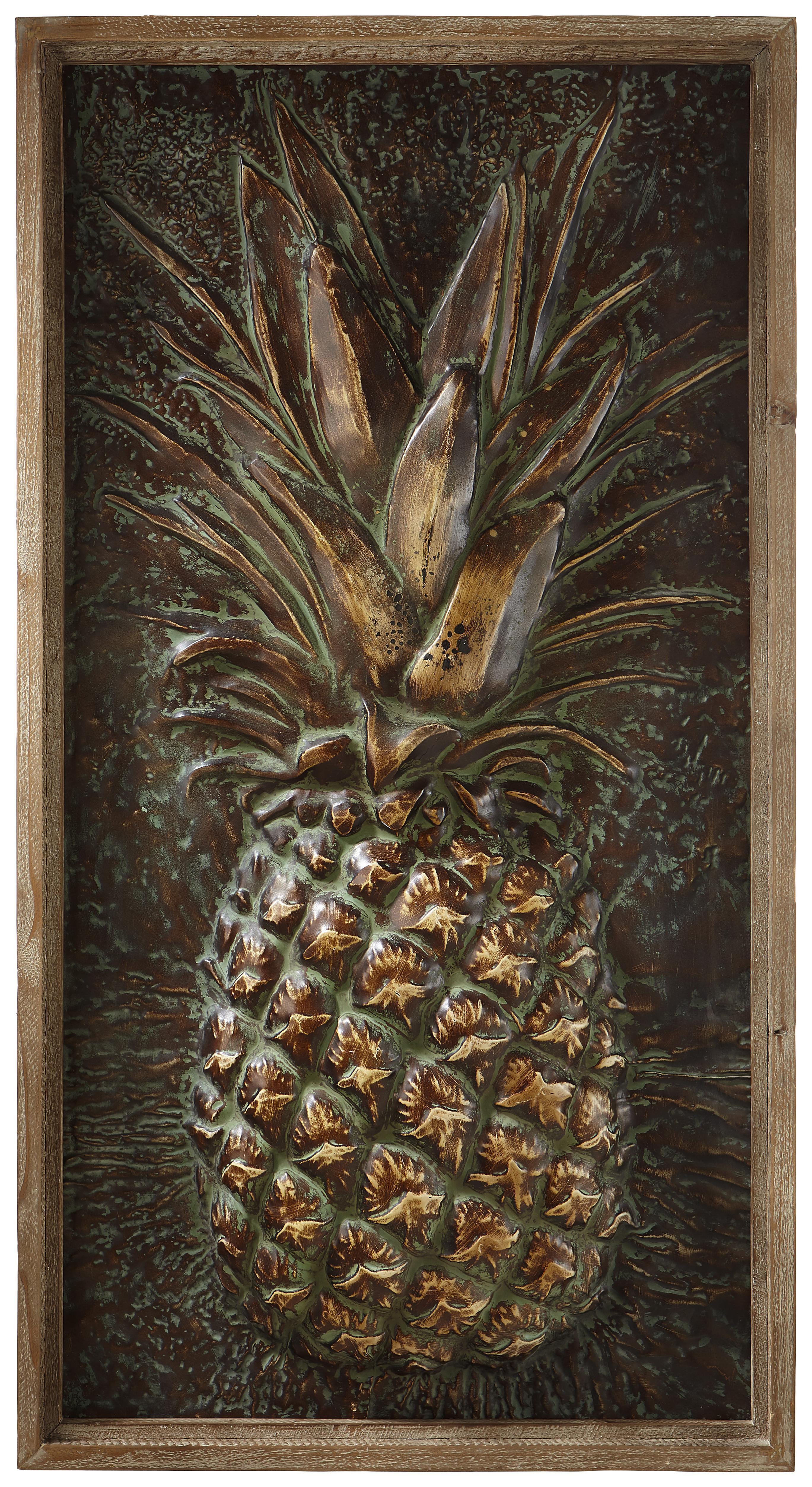 Bild Pineapple Gold ca.59,6x109,5x6cm - Goldfarben/Braun, MODERN, Holz/Metall (59,6/109,5/6cm) - Bessagi Home