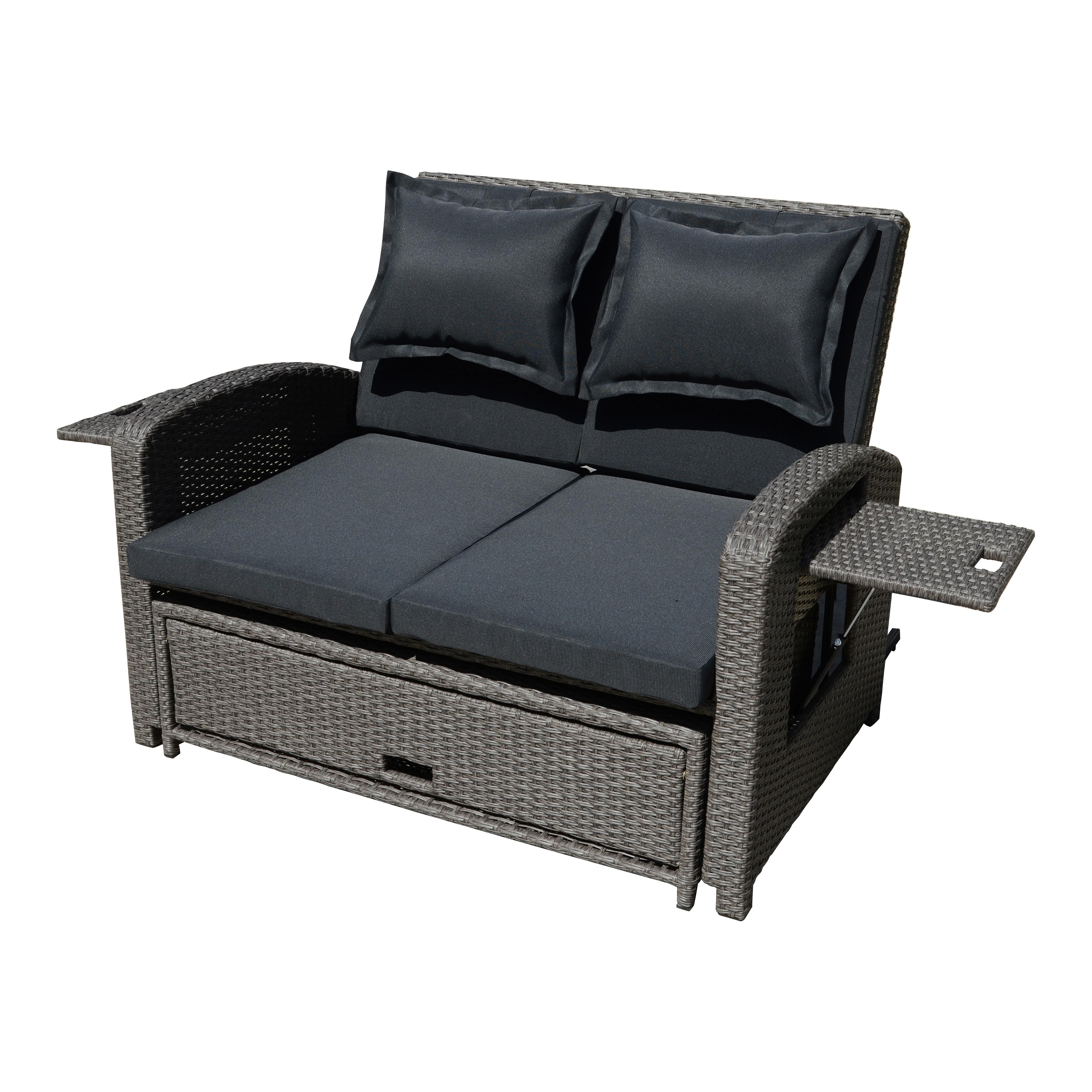 Loungesofa Nizza Schwarz - Schwarz, Basics, Kunststoff/Textil - Gardenson