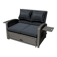 Loungesofa Nizza Schwarz - Schwarz, Basics, Kunststoff/Textil - Gardenson