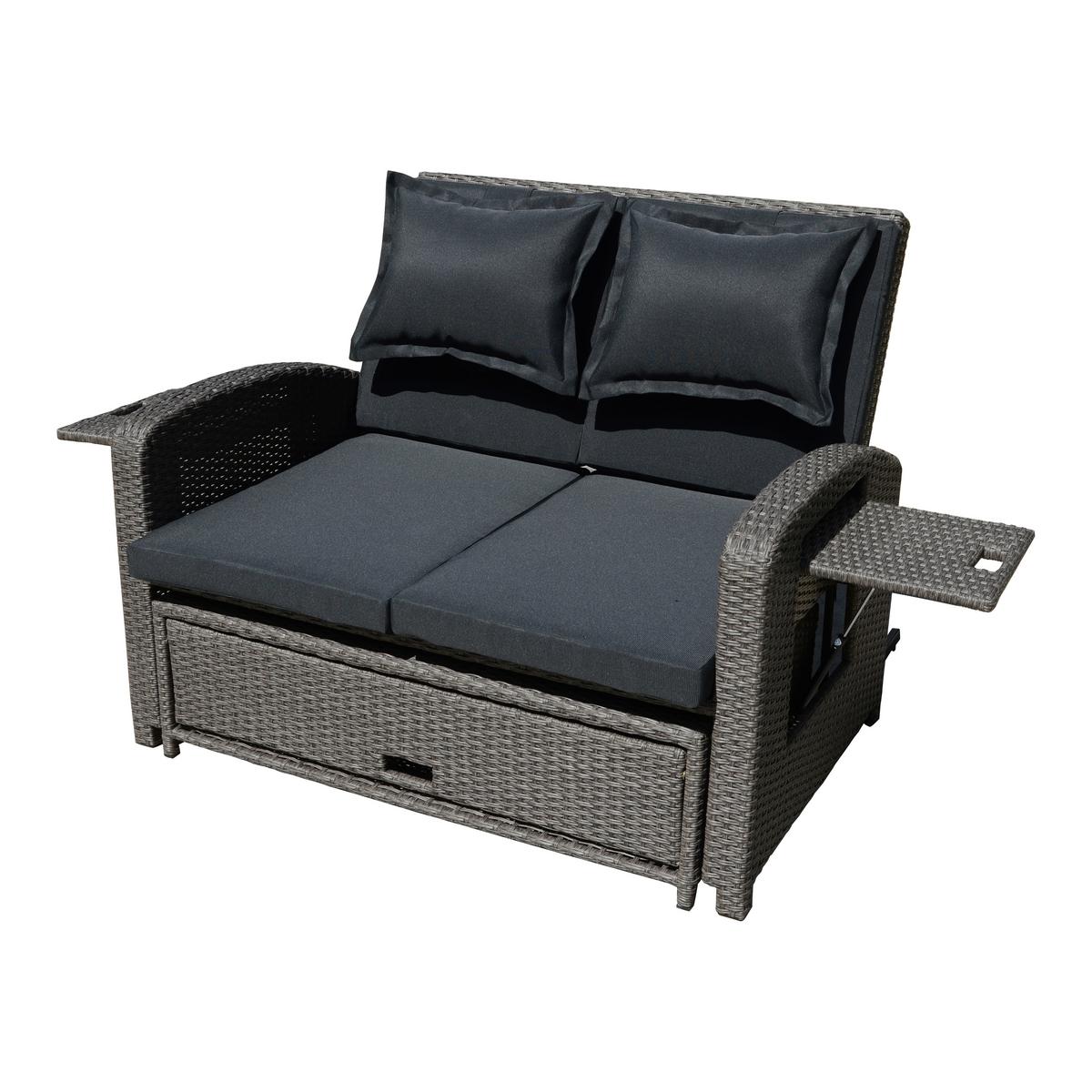 Loungesofa Nizza Schwarz - Schwarz, Basics, Kunststoff/Textil - Gardenson