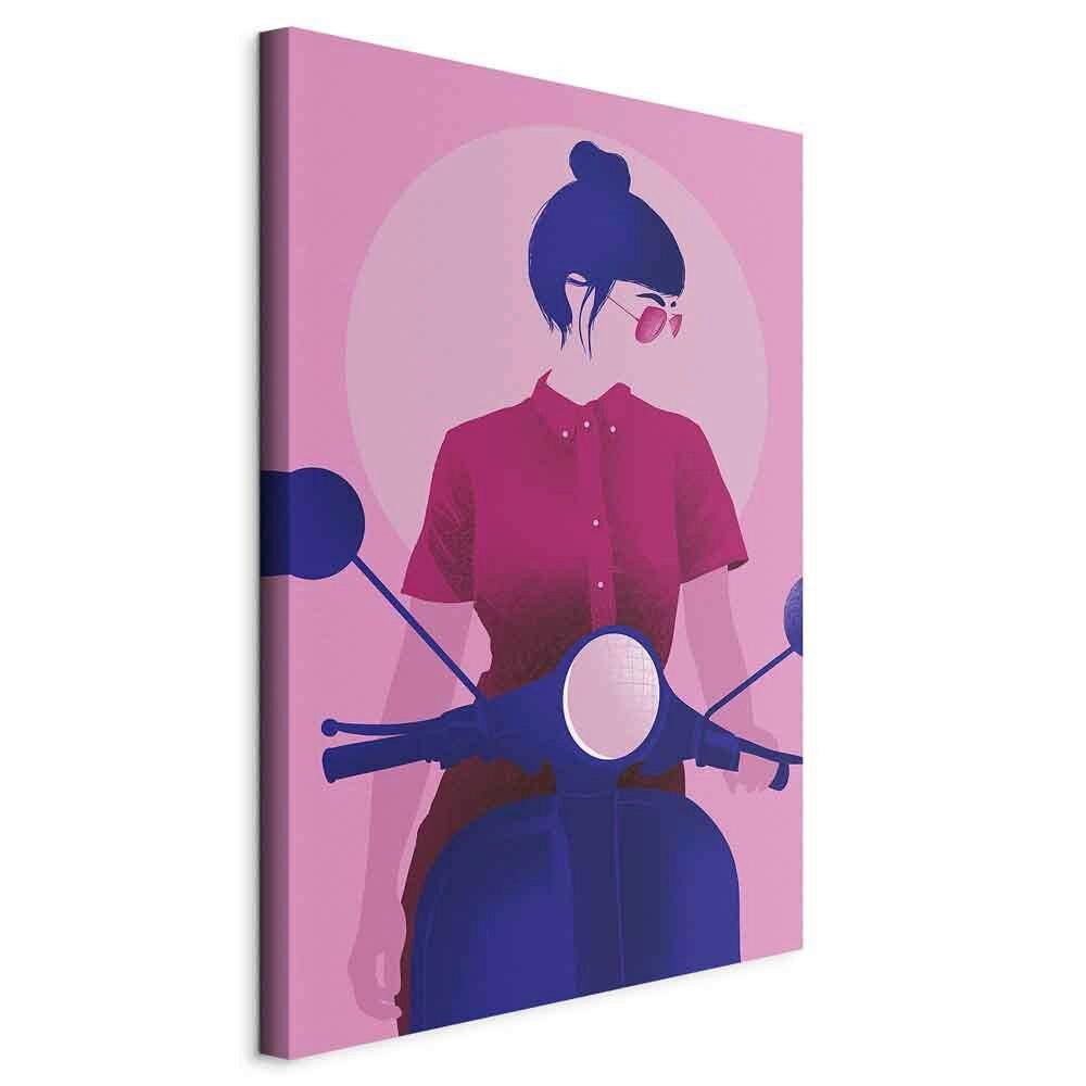 Slika Na Platnu Girl On A Scooter I - magenta/pink, Basics, tekstil/les (80/120/1,2cm) - artgeist