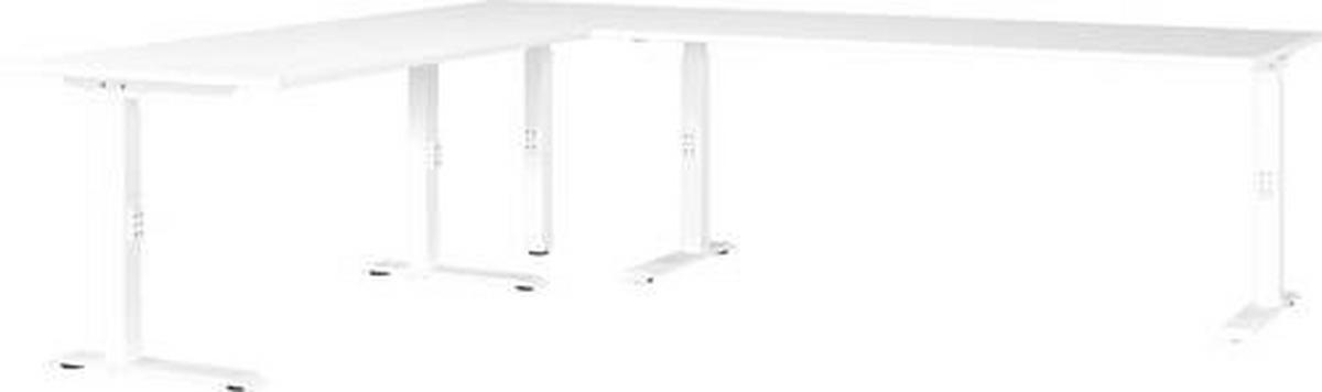 Eckschreibtisch Ribera in Weiss - Weiss, Modern, Holzwerkstoff/Metall (260/68-91/220cm) - Premium Living