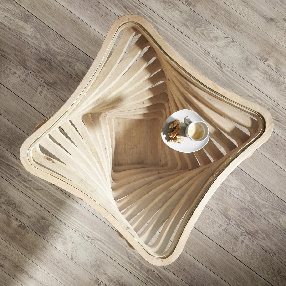 Dohányzóasztal Natúr Twister - natúr színű, Lifestyle, Üveg/fa (83/83/42cm) - Premium Living